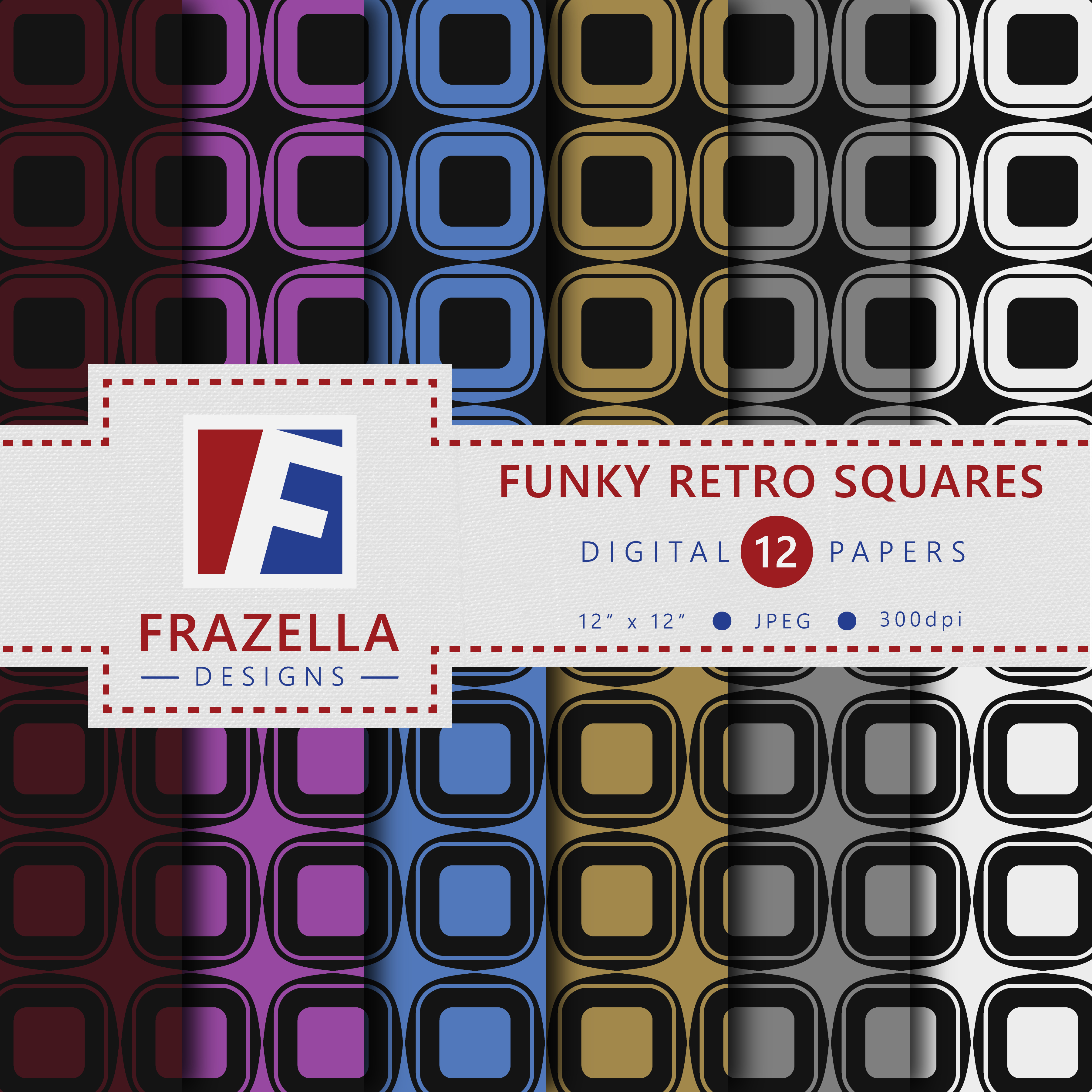Funky Squares Digital Paper Collection