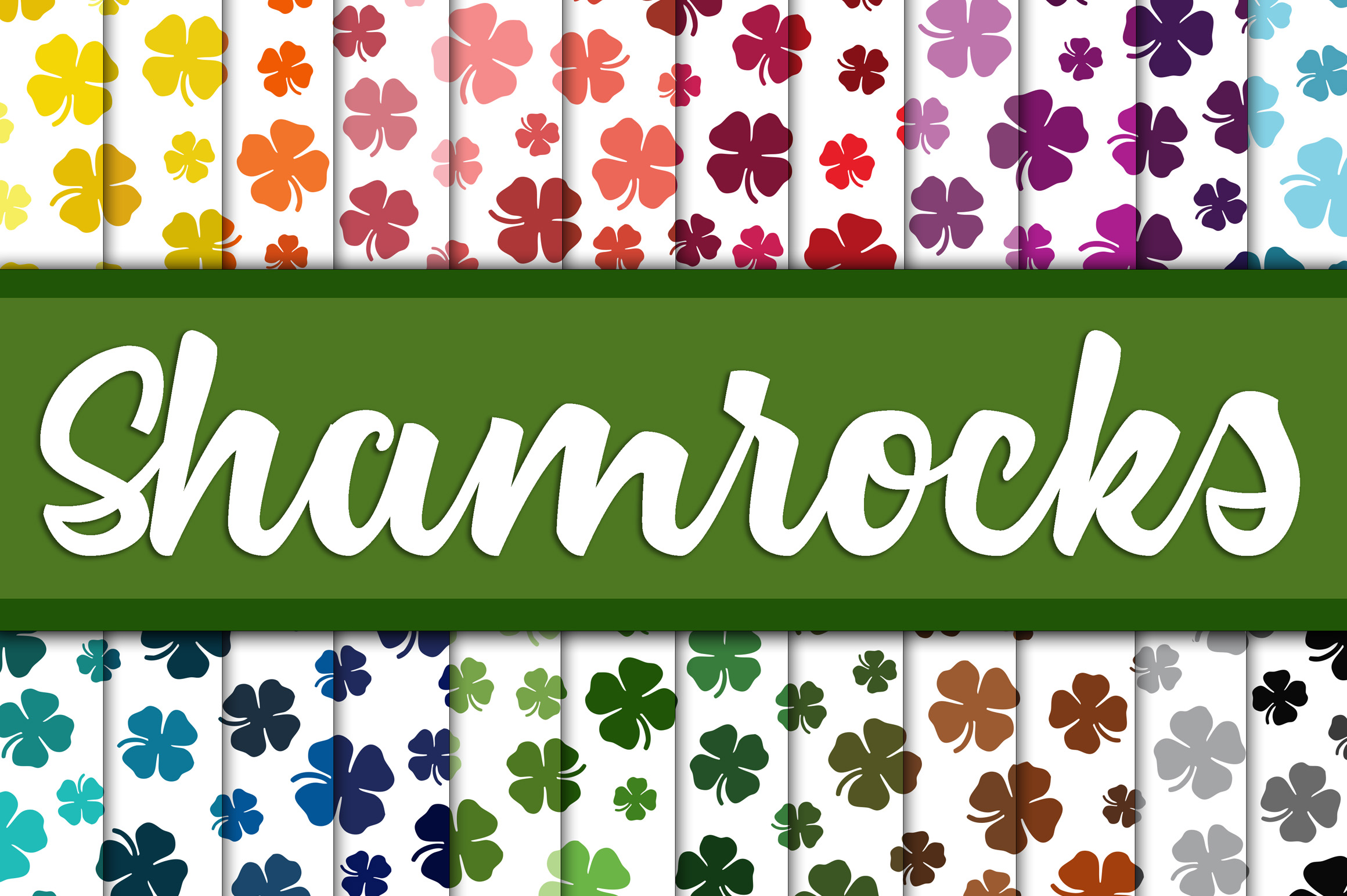 Shamrock Digital Paper – Colorful St Patrick’s Day Backgrounds